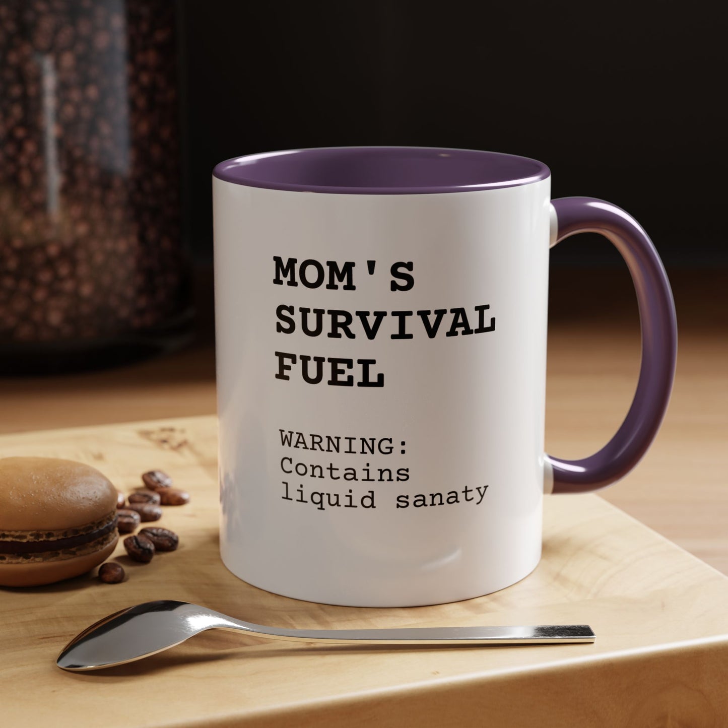 Funny 'Mom Definition' Accent Mug | Mom's Survival Fuel Coffee Cup | Relatable Mother's Day Gift