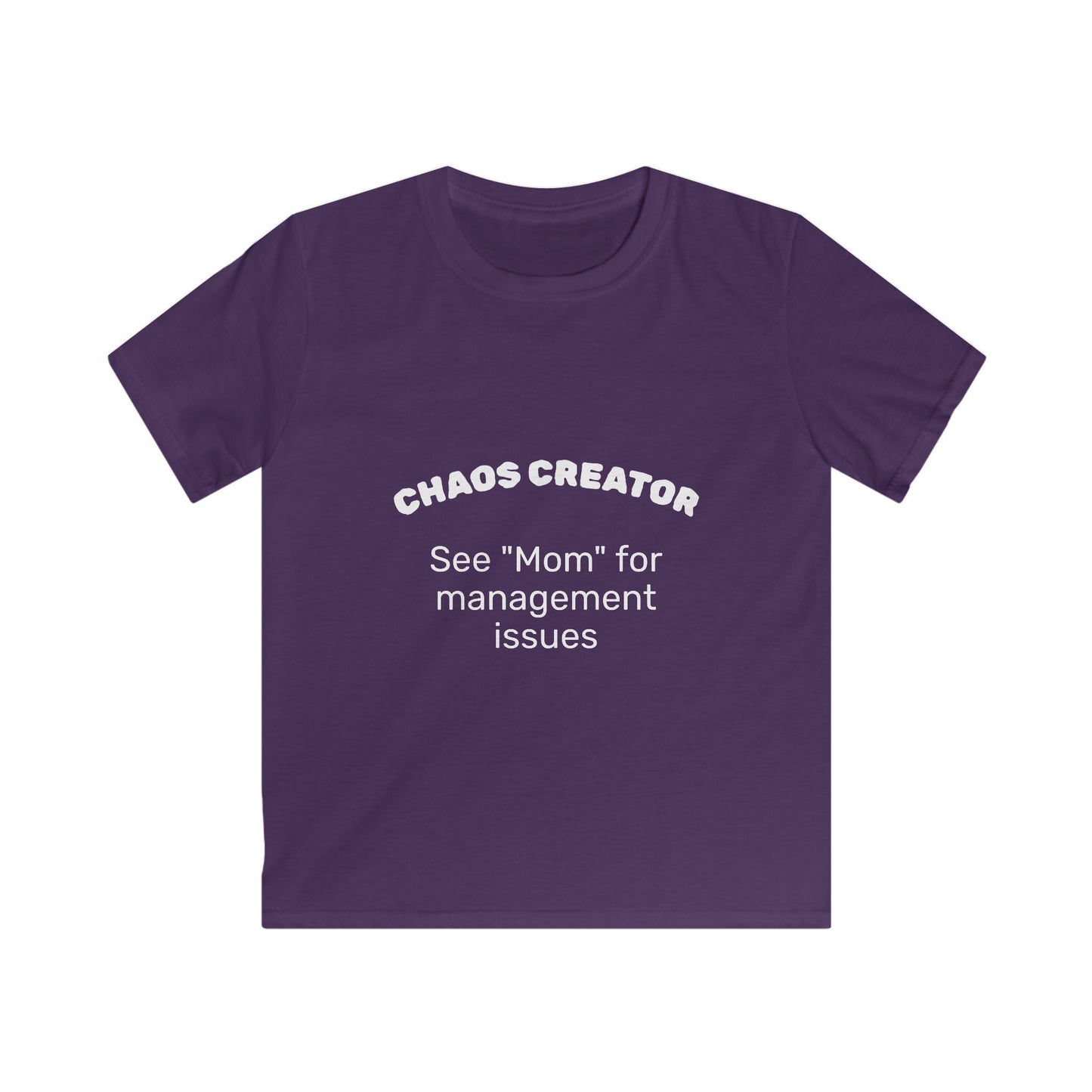 Funny 'Chaos Creator' Kids T-Shirt | See Mom for Management Issues Slogan Tee