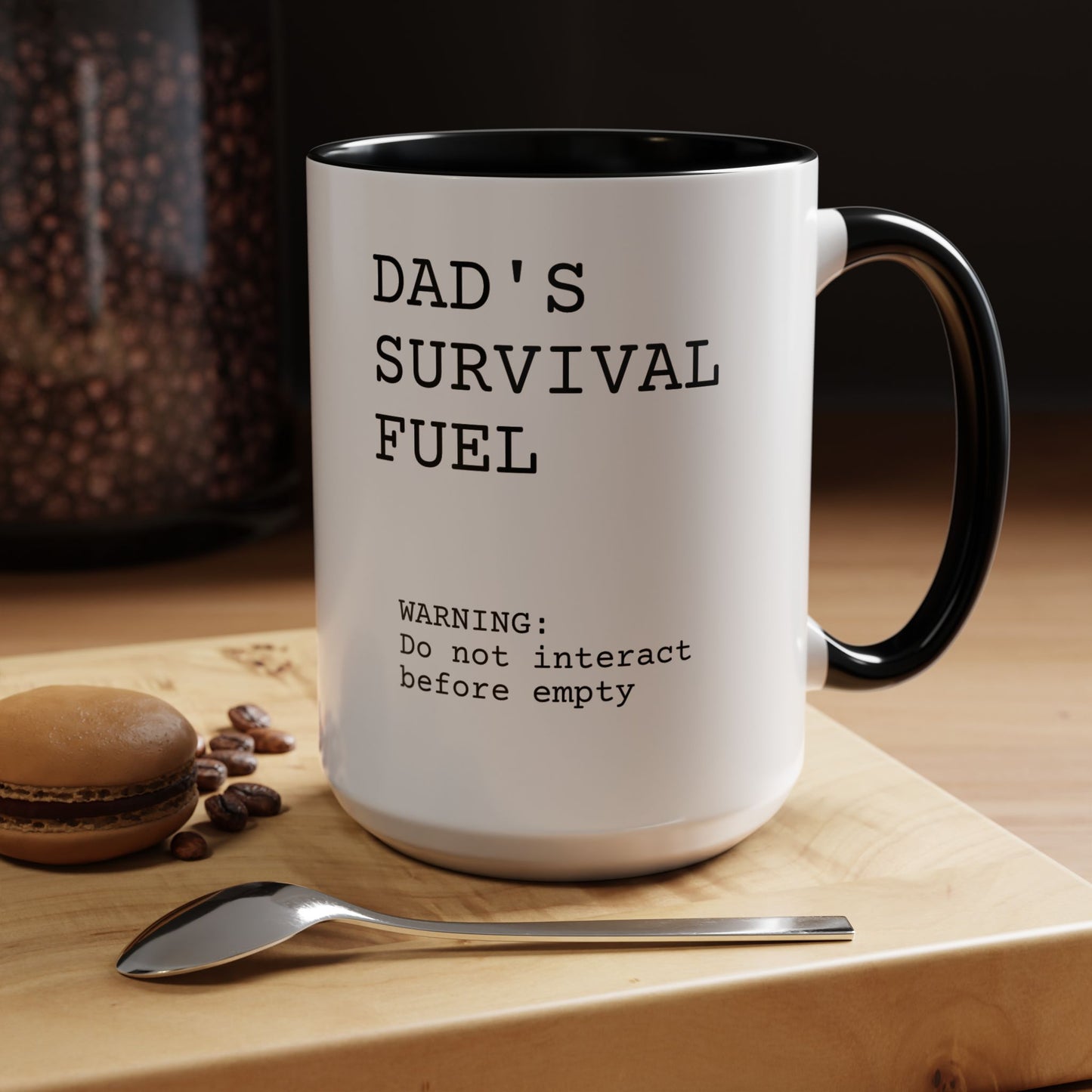 Funny 'Dad's Survival Fuel' Accent Mug | Relatable Father's Day Coffee Cup (11oz & 15oz)
