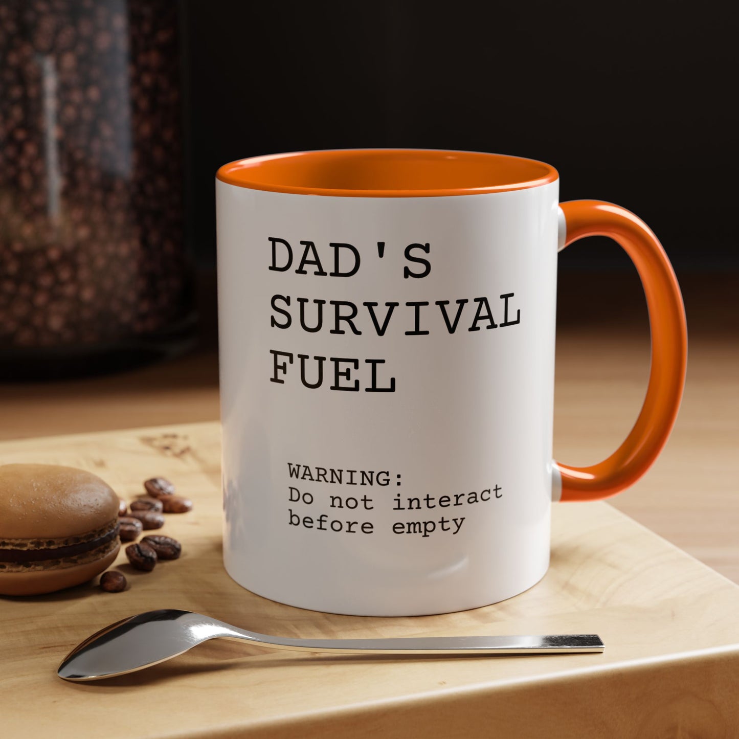 Funny 'Dad's Survival Fuel' Accent Mug | Relatable Father's Day Coffee Cup (11oz & 15oz)