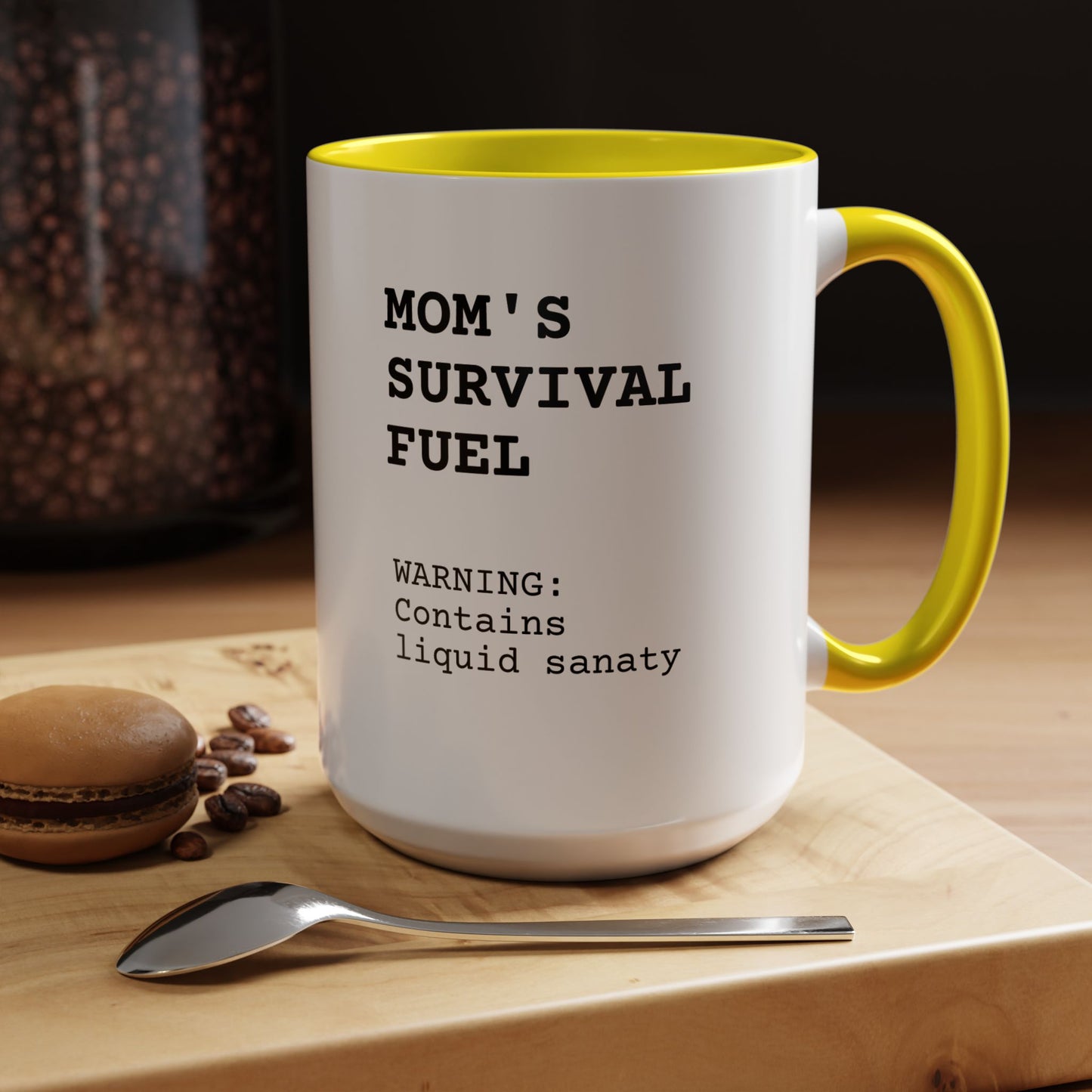 Funny 'Mom Definition' Accent Mug | Mom's Survival Fuel Coffee Cup | Relatable Mother's Day Gift