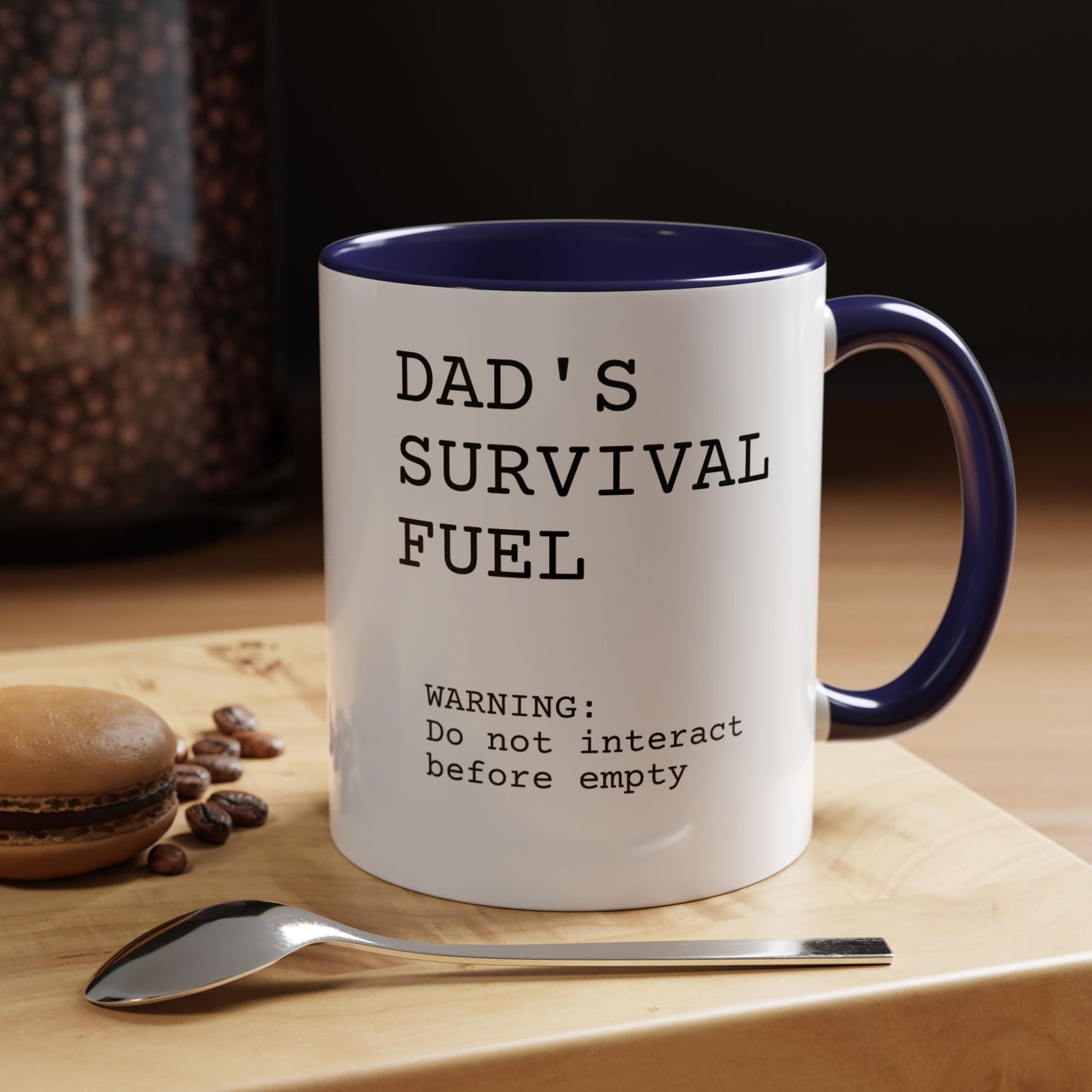 Funny 'Dad's Survival Fuel' Accent Mug | Relatable Father's Day Coffee Cup (11oz & 15oz)