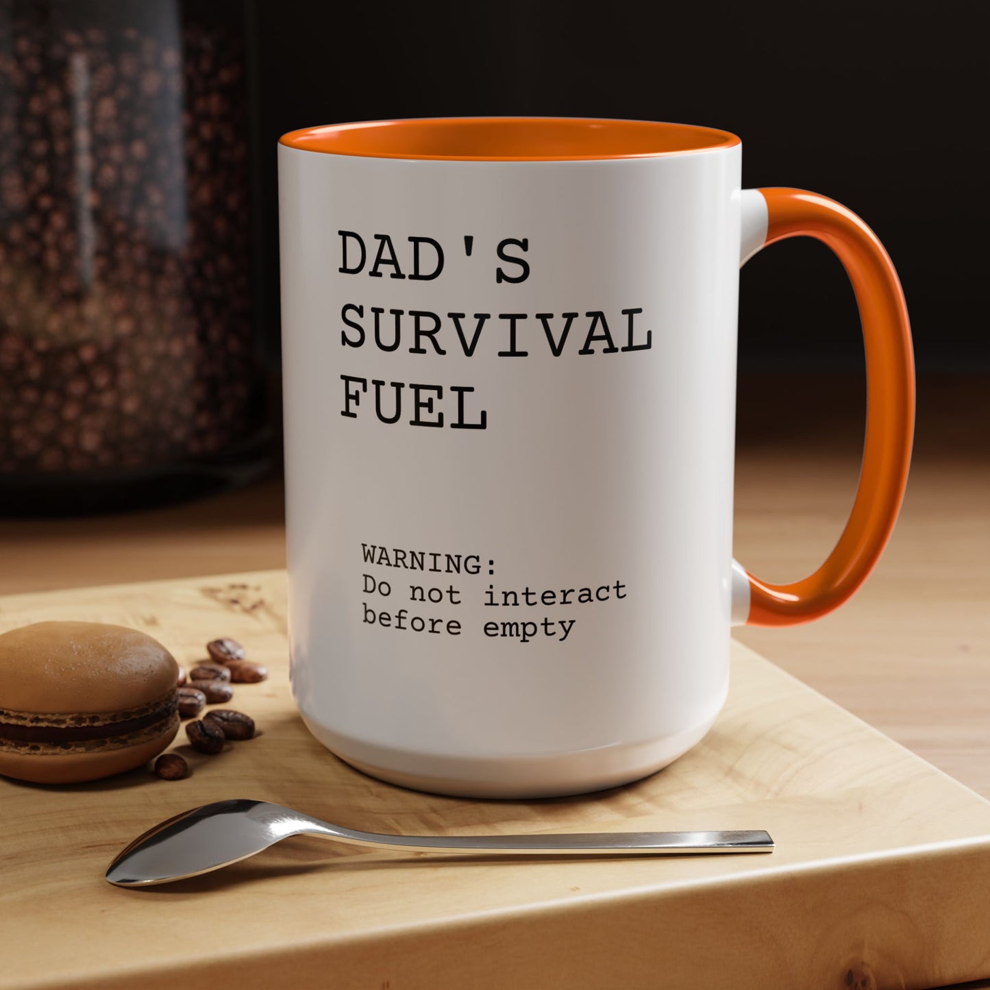 Funny 'Dad's Survival Fuel' Accent Mug | Relatable Father's Day Coffee Cup (11oz & 15oz)