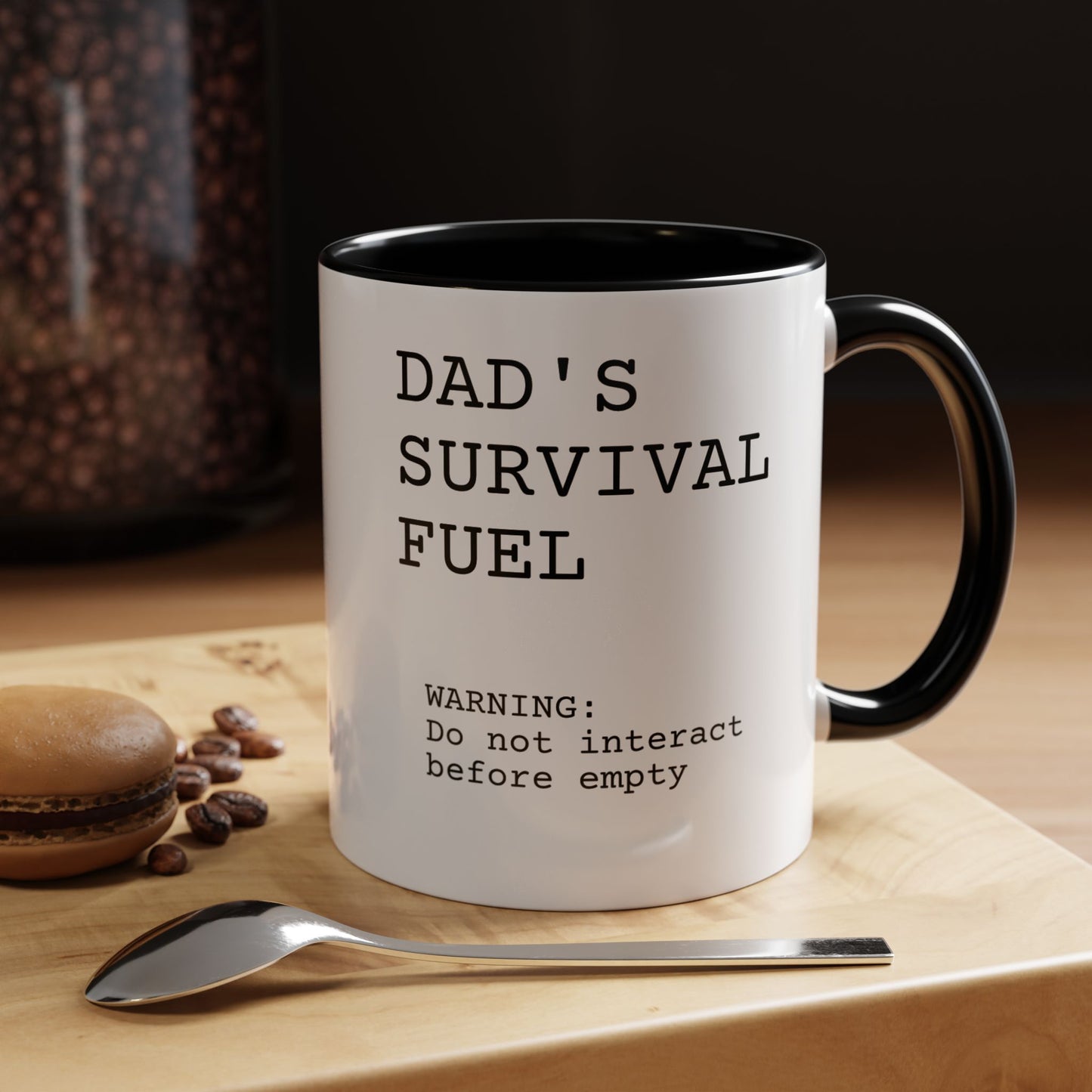 Funny 'Dad's Survival Fuel' Accent Mug | Relatable Father's Day Coffee Cup (11oz & 15oz)