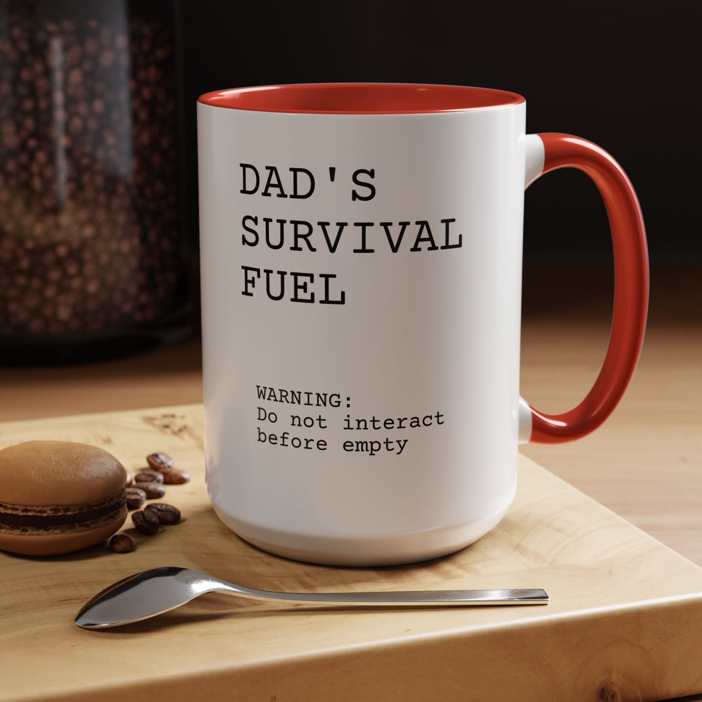 Funny 'Dad's Survival Fuel' Accent Mug | Relatable Father's Day Coffee Cup (11oz & 15oz)