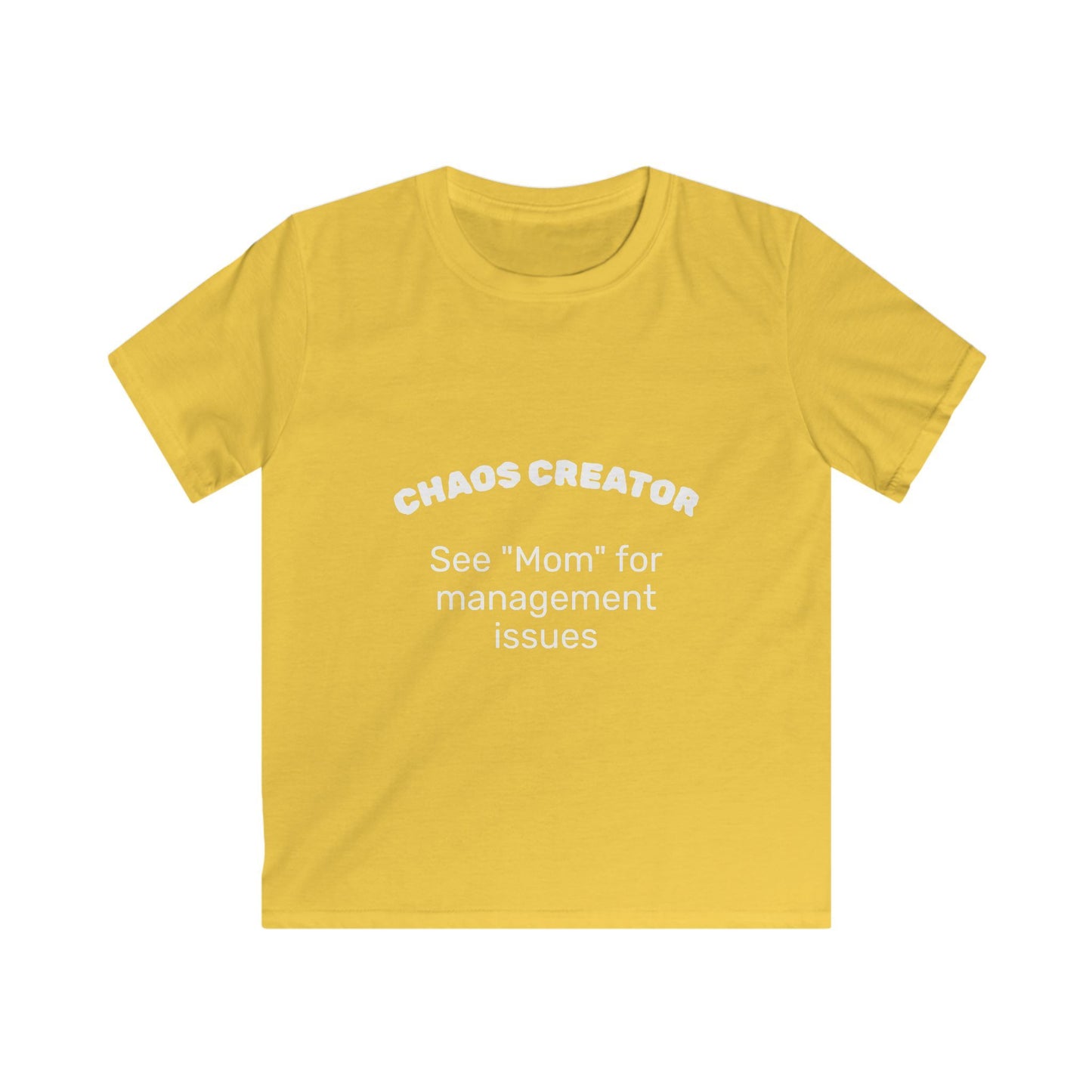 Funny 'Chaos Creator' Kids T-Shirt | See Mom for Management Issues Slogan Tee