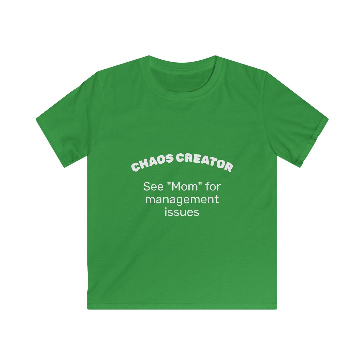 Funny 'Chaos Creator' Kids T-Shirt | See Mom for Management Issues Slogan Tee