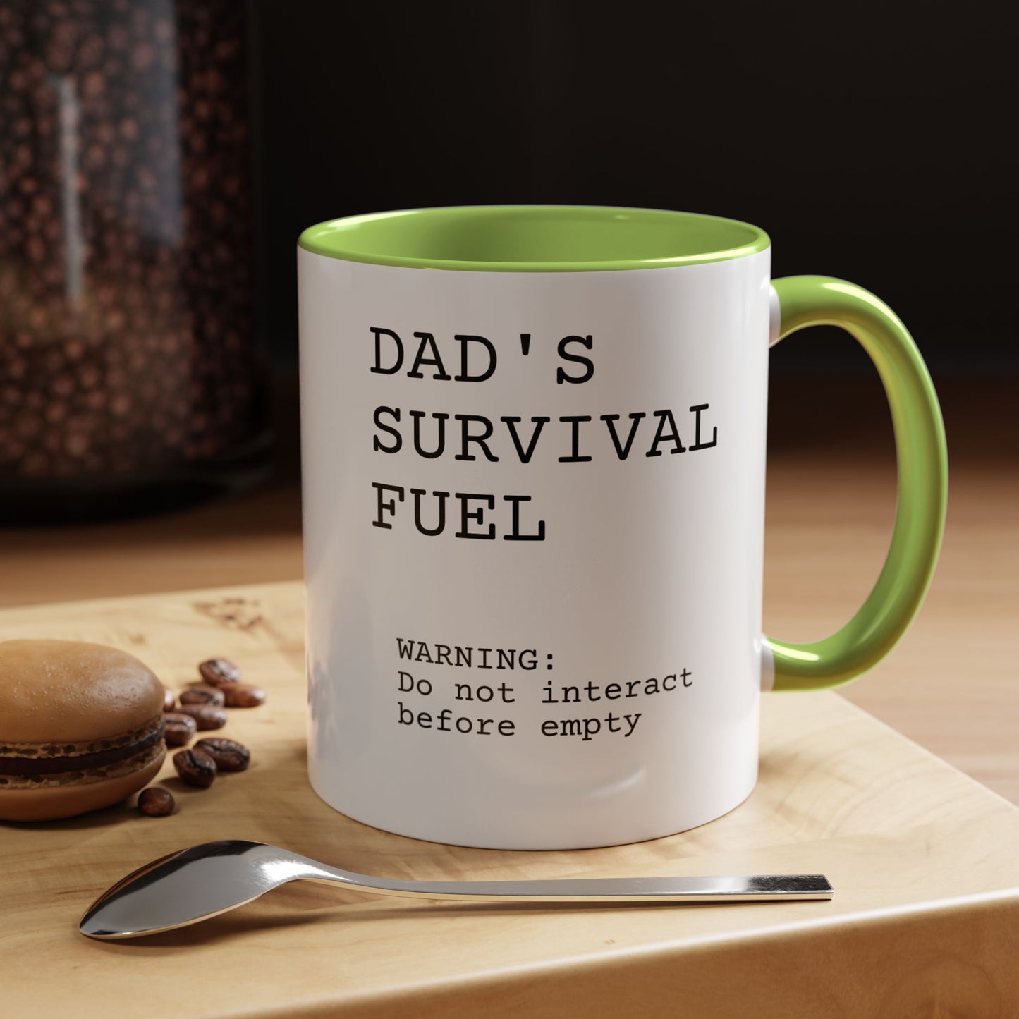 Funny 'Dad's Survival Fuel' Accent Mug | Relatable Father's Day Coffee Cup (11oz & 15oz)