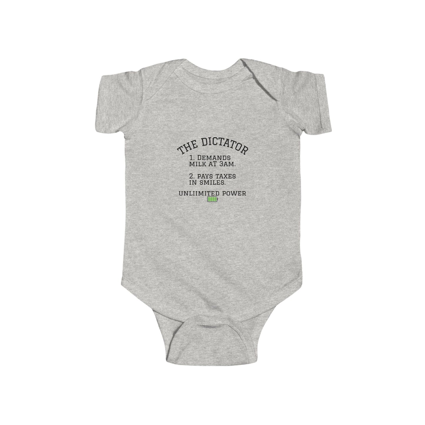 Funny 'The Dictator' Baby Bodysuit | 3 AM Milk Demands Novelty Onesie | Cute Baby Shower Gift