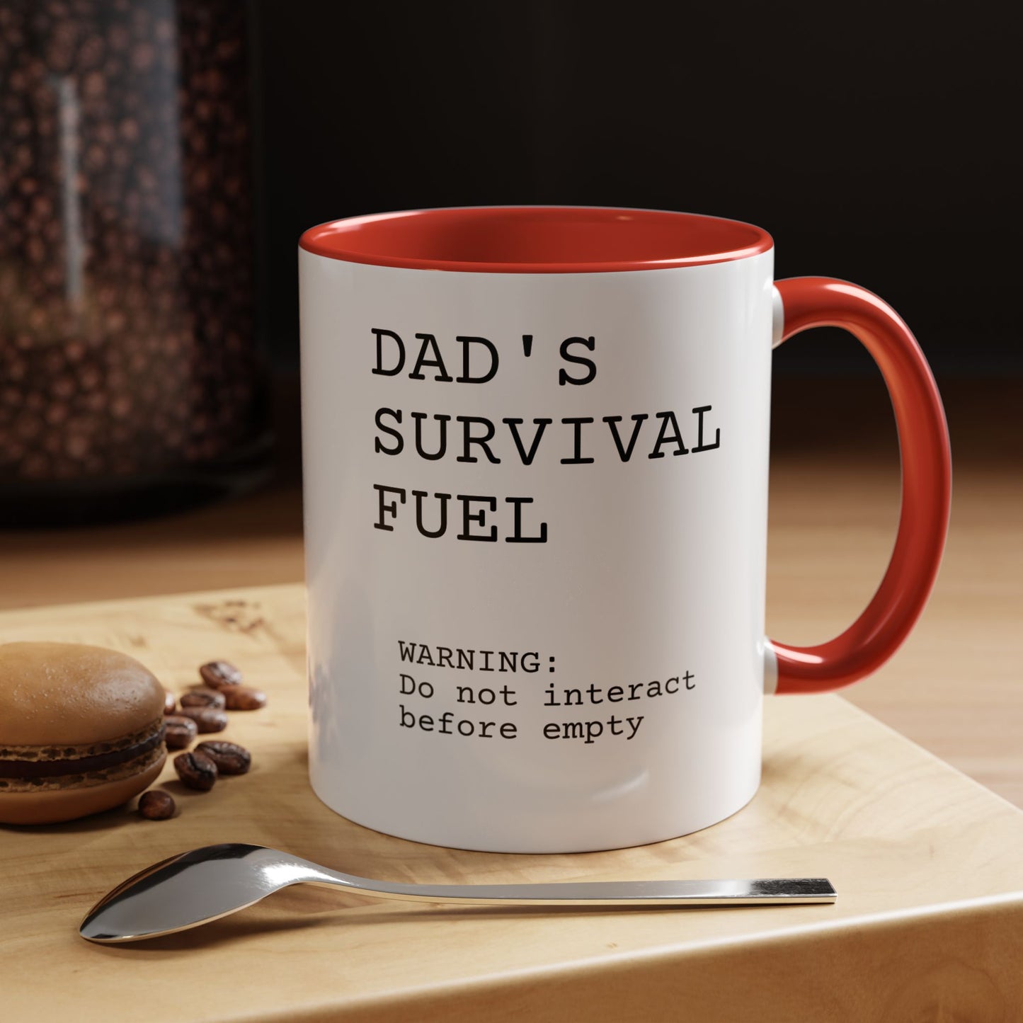 Funny 'Dad's Survival Fuel' Accent Mug | Relatable Father's Day Coffee Cup (11oz & 15oz)