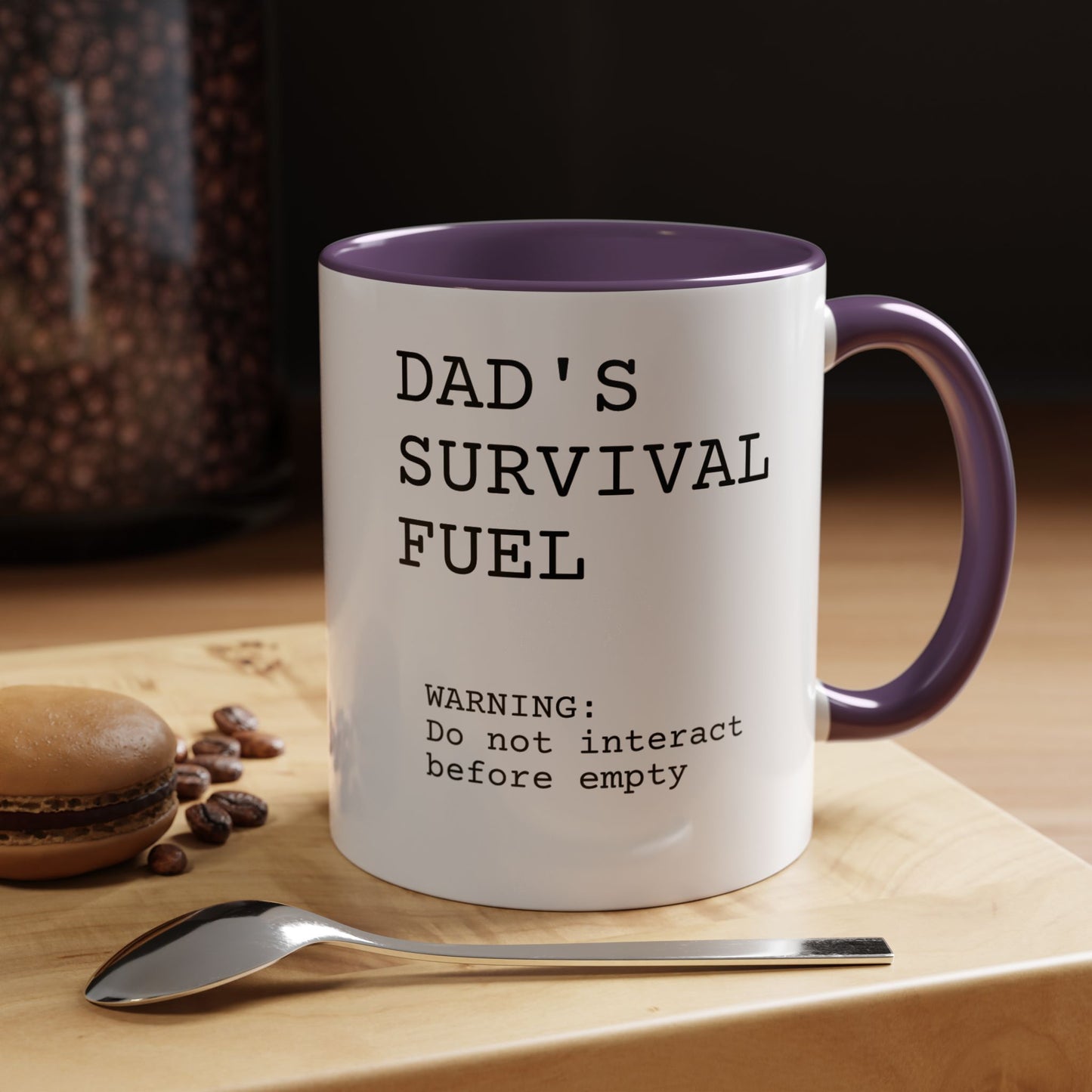 Funny 'Dad's Survival Fuel' Accent Mug | Relatable Father's Day Coffee Cup (11oz & 15oz)