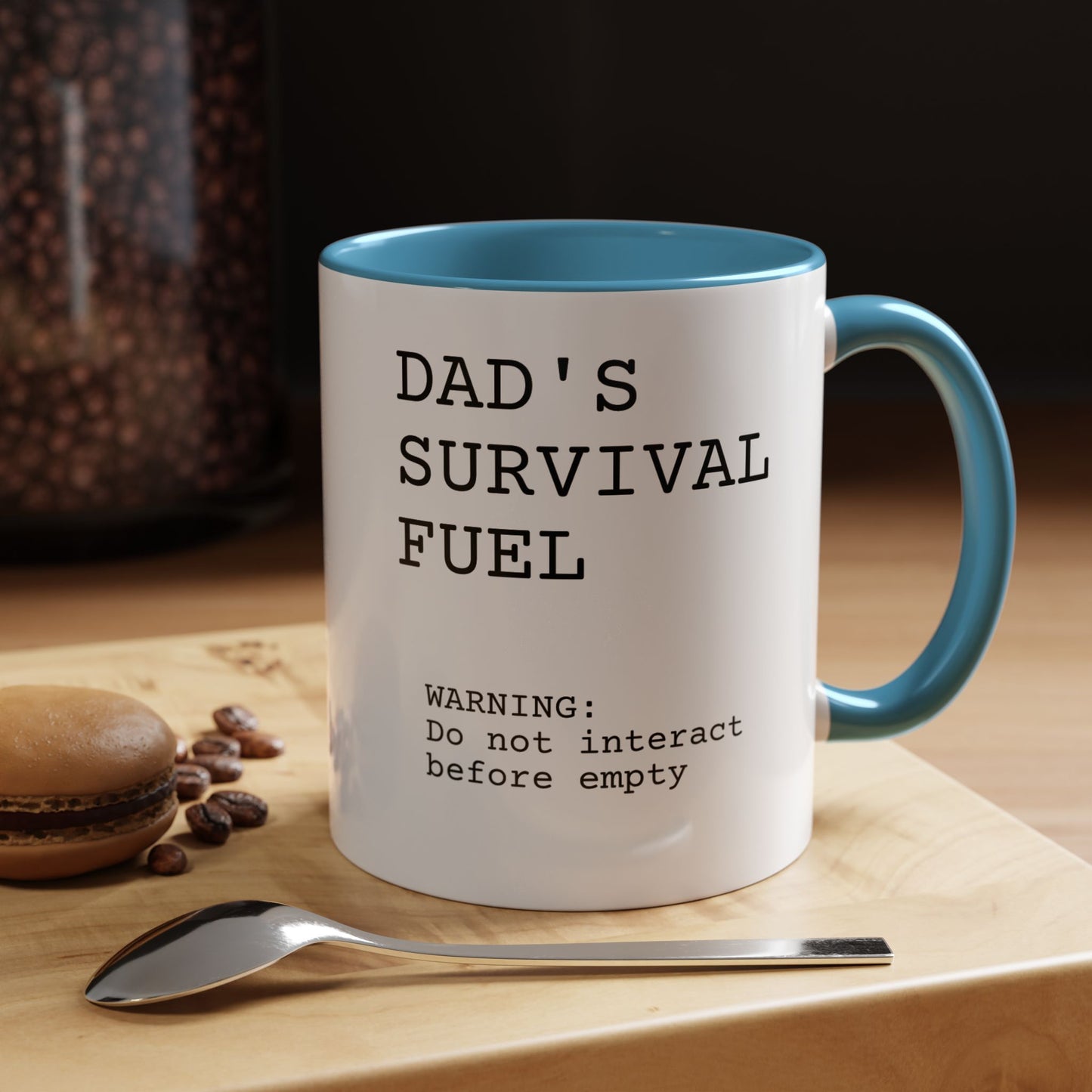 Funny 'Dad's Survival Fuel' Accent Mug | Relatable Father's Day Coffee Cup (11oz & 15oz)