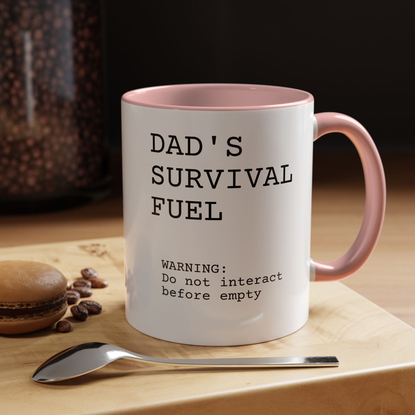 Funny 'Dad's Survival Fuel' Accent Mug | Relatable Father's Day Coffee Cup (11oz & 15oz)