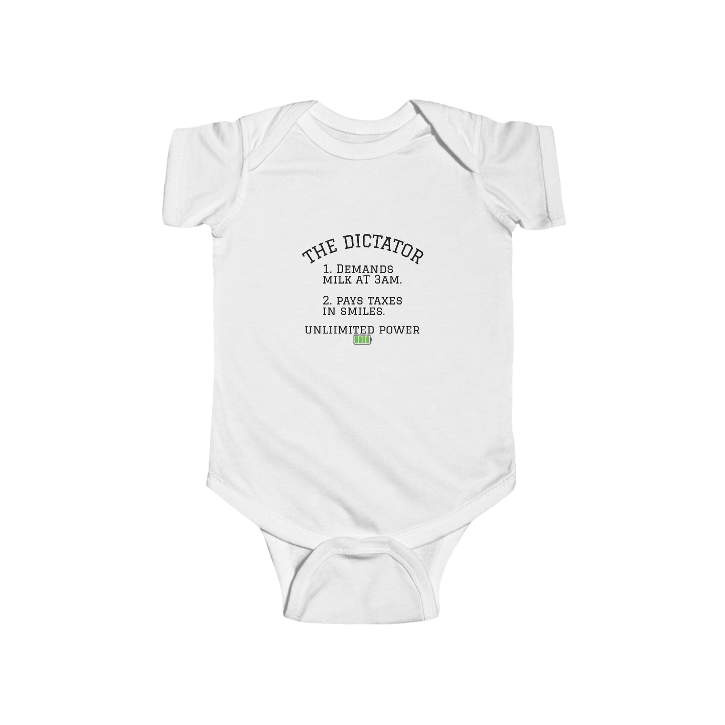 Funny 'The Dictator' Baby Bodysuit | 3 AM Milk Demands Novelty Onesie | Cute Baby Shower Gift
