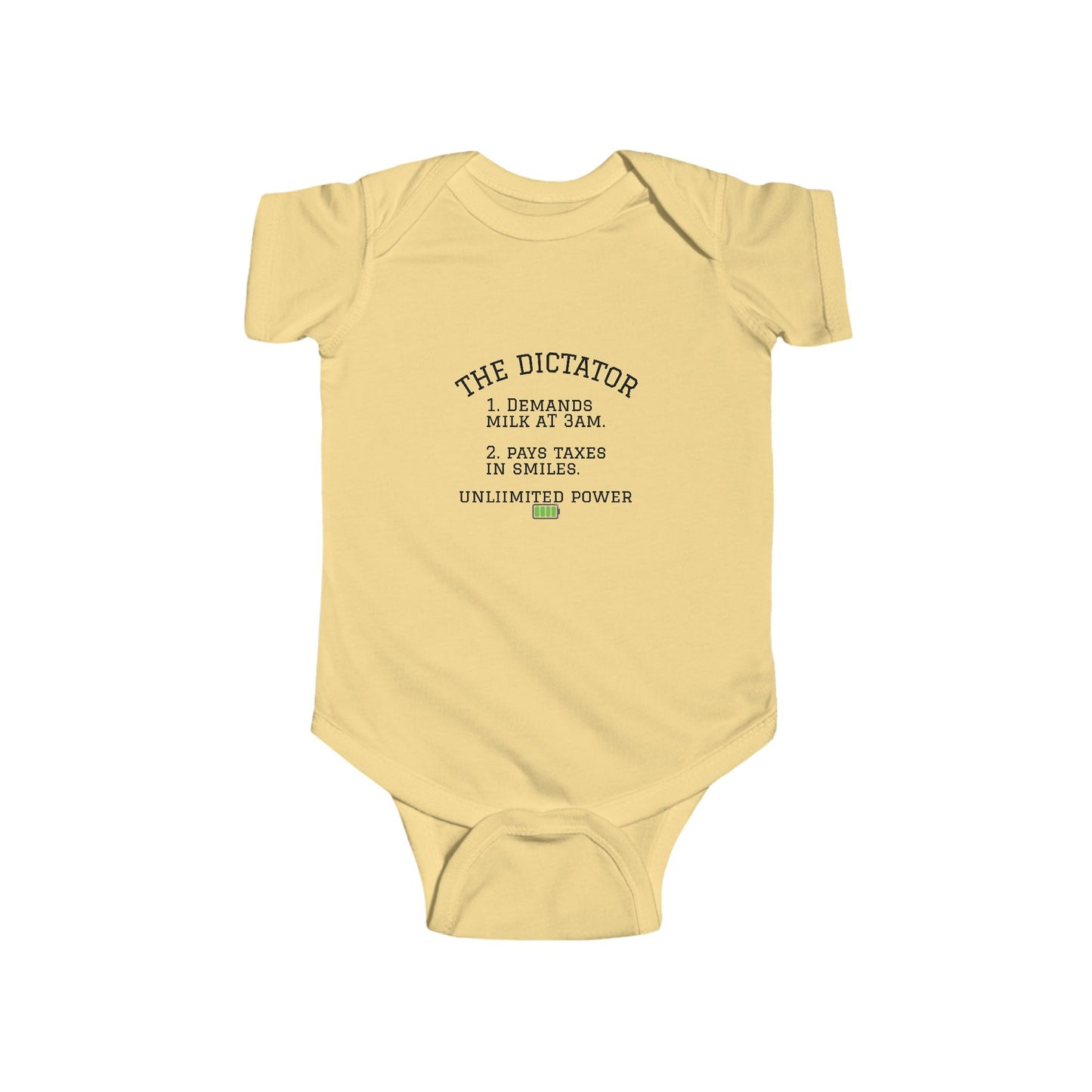 Funny 'The Dictator' Baby Bodysuit | 3 AM Milk Demands Novelty Onesie | Cute Baby Shower Gift